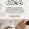 Une femme souriante pratiquant le Pilates dans un environnement paisible, illustrant le bien-être et la relaxation.