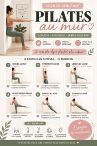 Femme pratiquant des exercices de pilates mural à la maison pour tonifier son corps.