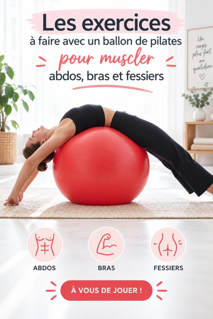 Femme effectuant des exercices de pilates sur un ballon pour muscler ses abdos