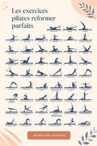 Femme en pleine séance d'exercices sur reformer Pilates, se tonifiant dans un cadre chaleureux.