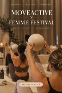 Vue du festival MOVEACTIVE avec des femmes participant à diverses activités sportives.