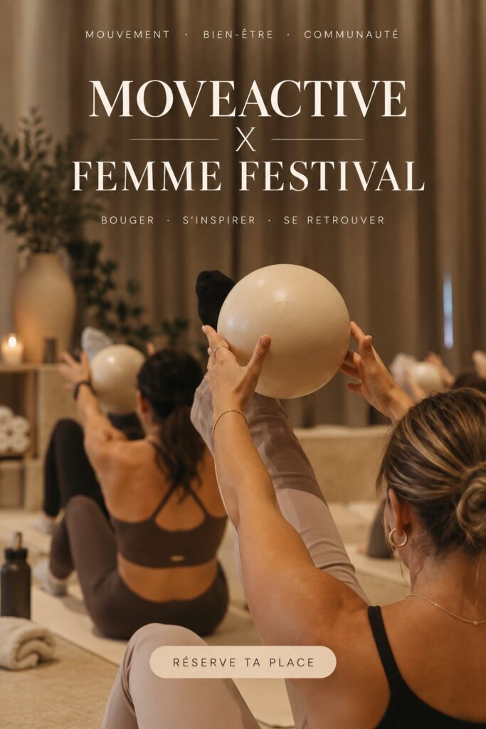 Vue du festival MOVEACTIVE avec des femmes participant à diverses activités sportives.