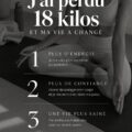 Portrait d'une femme souriante montrant sa transformation après avoir perdu 18 kilos.