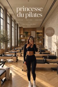 Femme pratiquant le Pilates esthétique dans un environnement calme et apaisant.