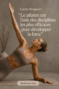 Femme pratiquant le pilates dans un studio lumineux pour renforcer son corps.