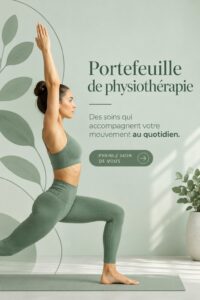 Femme physiothérapeute montrant son portfolio numérique sur tablette