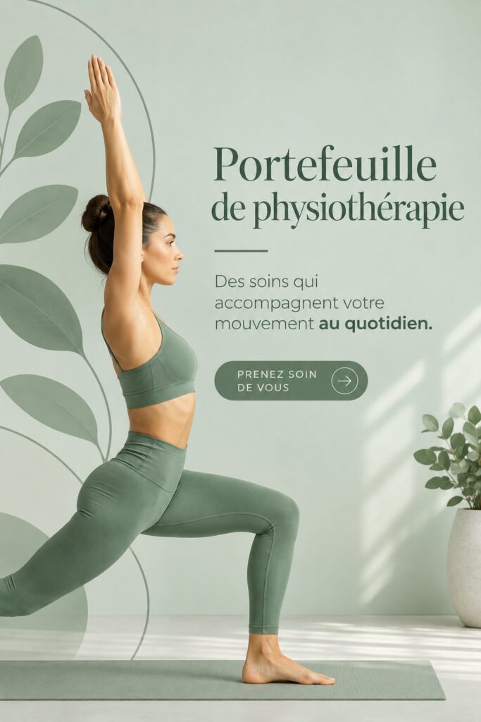Femme physiothérapeute montrant son portfolio numérique sur tablette