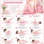 Femme faisant du Pilates sur un tapis rose, illustration du bien-être.