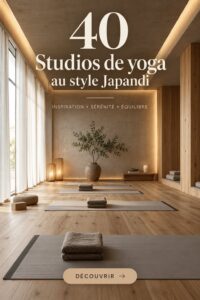 Un studio de yoga moderne avec un design Japandi, favorisant la sérénité.