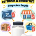 Sachet de créatine monohydratée sur une table de cuisine avec des accessoires de fitness.