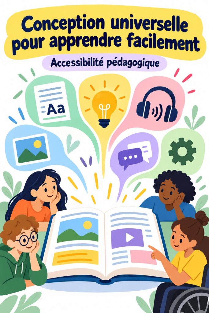 Un exemple de design universel appliqué à l'apprentissage, montrant des méthodes inclusives.