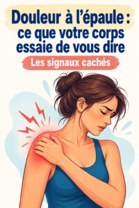 Femme tenant son épaule avec une expression de douleur, représentant la douleur à l'épaule