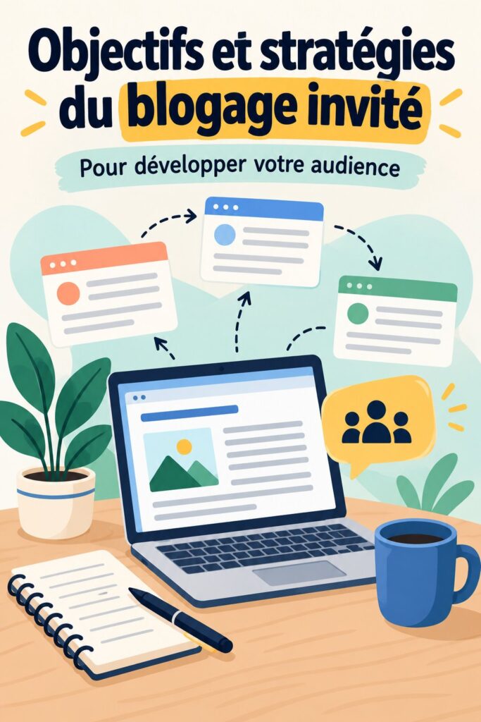 Femme écrivant un article pour un blog invité sur son ordinateur portable