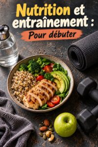 Femme préparant un repas sain pour le fitness, mettant l'accent sur la nutrition et l'entraînement.