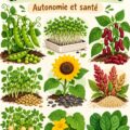 Un jardin urbain avec des plantes protéinées, comme des haricots et des herbes