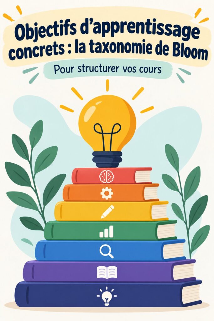 Infographie illustrant la taxonomie de Bloom pour l'apprentissage efficace.
