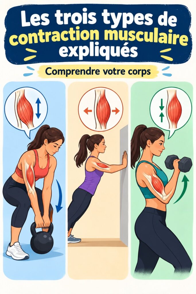 Infographie sur les trois types de contraction musculaire